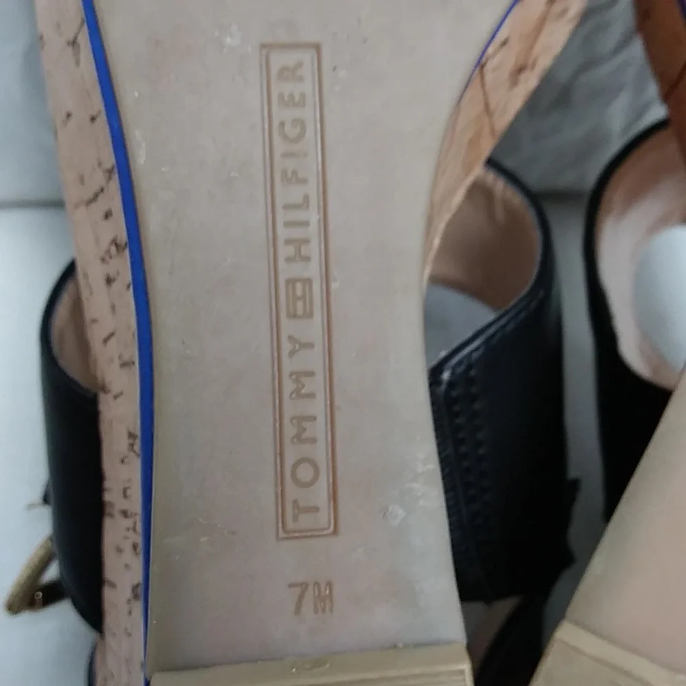 Tommy Hilfiger Maite 7M Slingback Cork Wedge Sandals Shoes